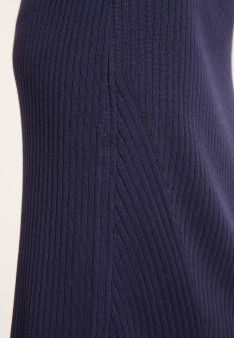 Jupe droite en laine côtelée - Etreinte 6325 navy - 05 bleu marine