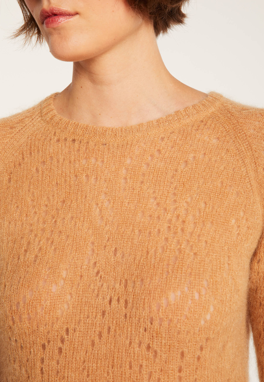 Pull long en mohair ajouré - Emeline
