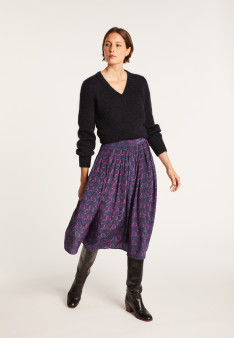 Jupe longue Maison Montagut x Martin Morel - Envolée 6340 navy - 05 bleu marine