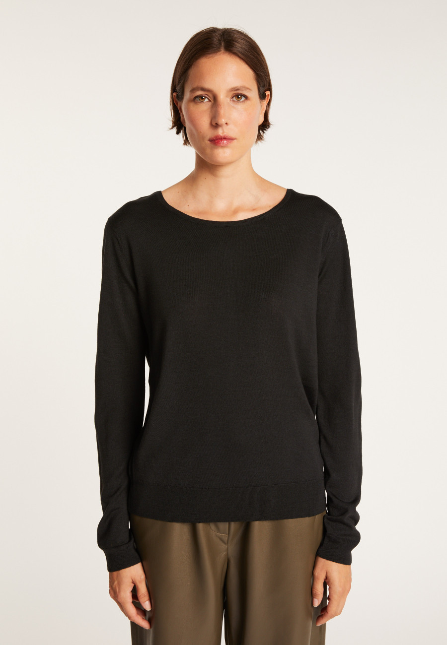 Pull en laine et soie fente dans le dos - Euphrosine