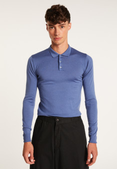 Polo homme 100% laine Evan Bleu foncé