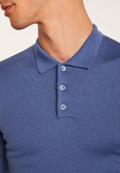 Polo homme 100% laine Evan Bleu foncé