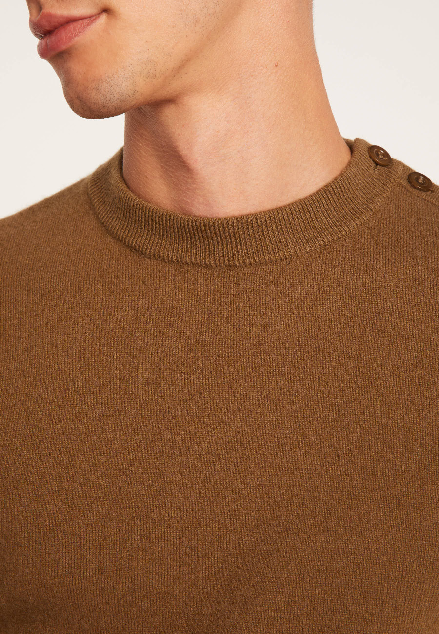 ショルダーボタン付き4スレッドカシミアセーター- Bonifas
