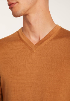 V-neck sweater with logo in merino wool - Elmo