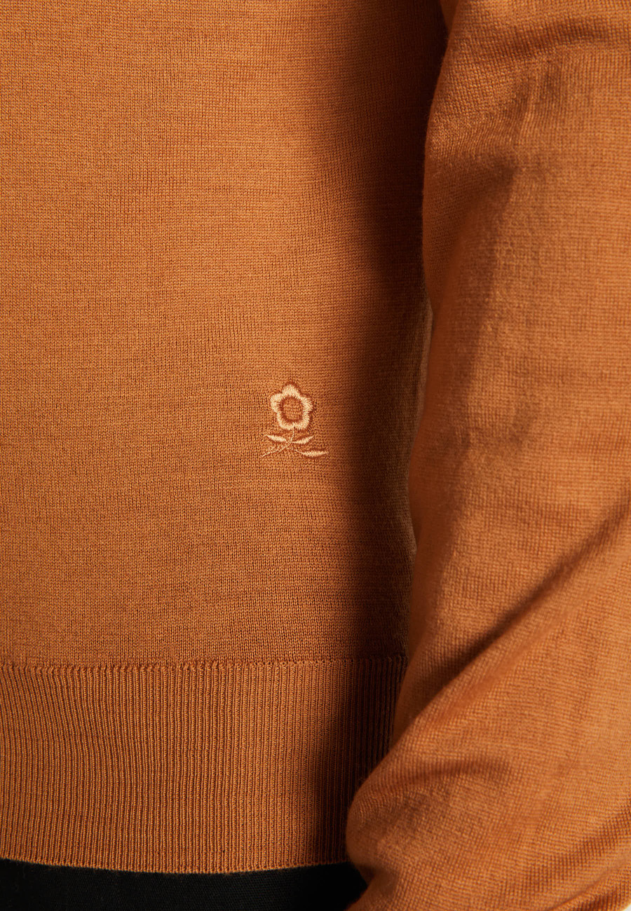 V-neck sweater with logo in merino wool - Elmo