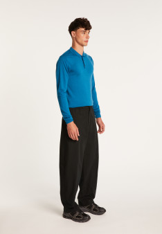 Merino wool sweater with polo collar with logo - Eni