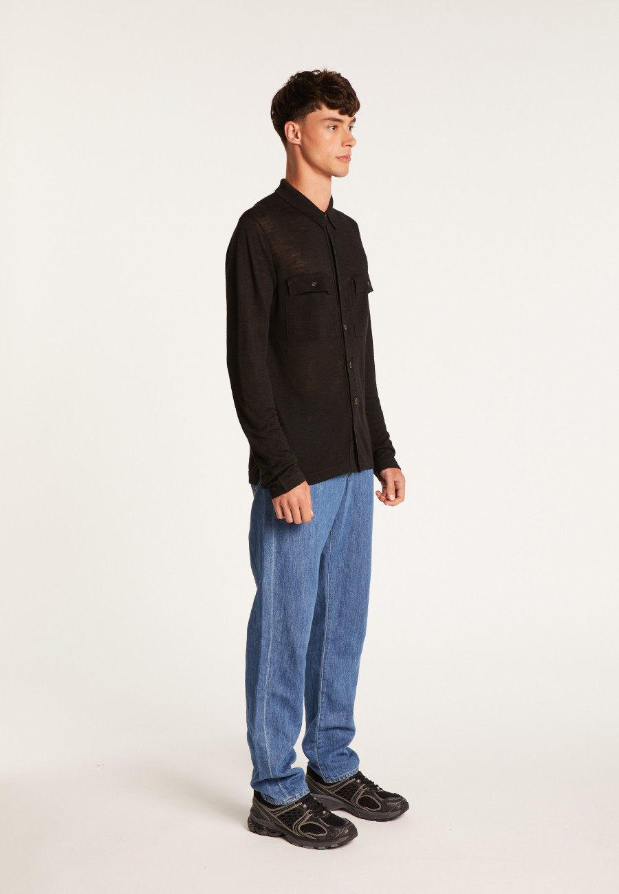 Flamed linen button-down shirt - Randy