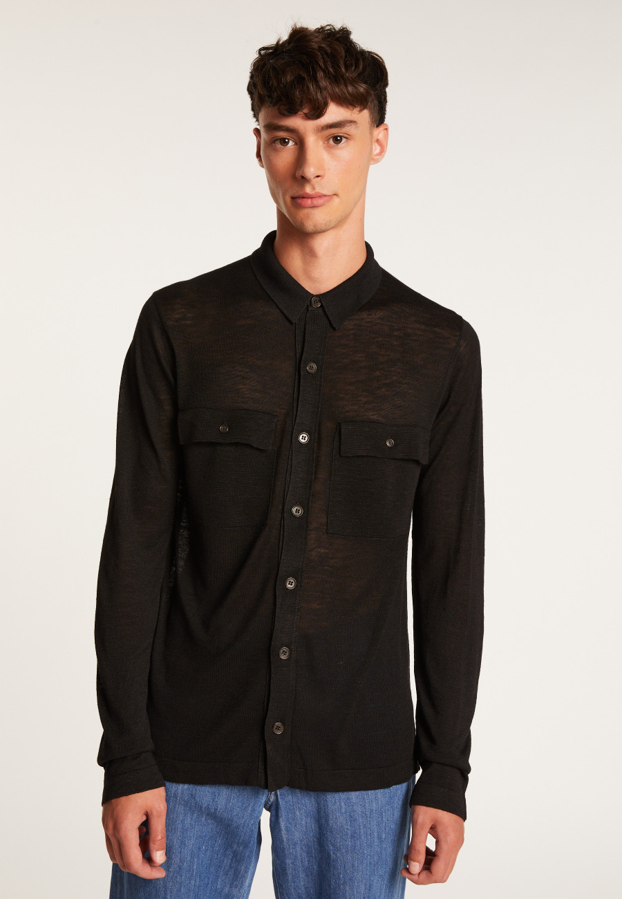 Flamed linen button-down shirt - Randy