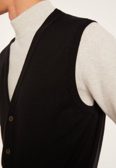 Sleeveless cardigan with logo in merino wool - Ernardo