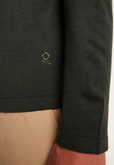 Merino wool sweater with Tunisian collar with logo - Ethan