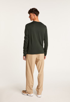Merino wool sweater with Tunisian collar with logo - Ethan