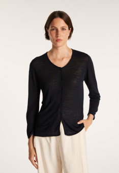Cardigan à poches en lin flammé - Bao