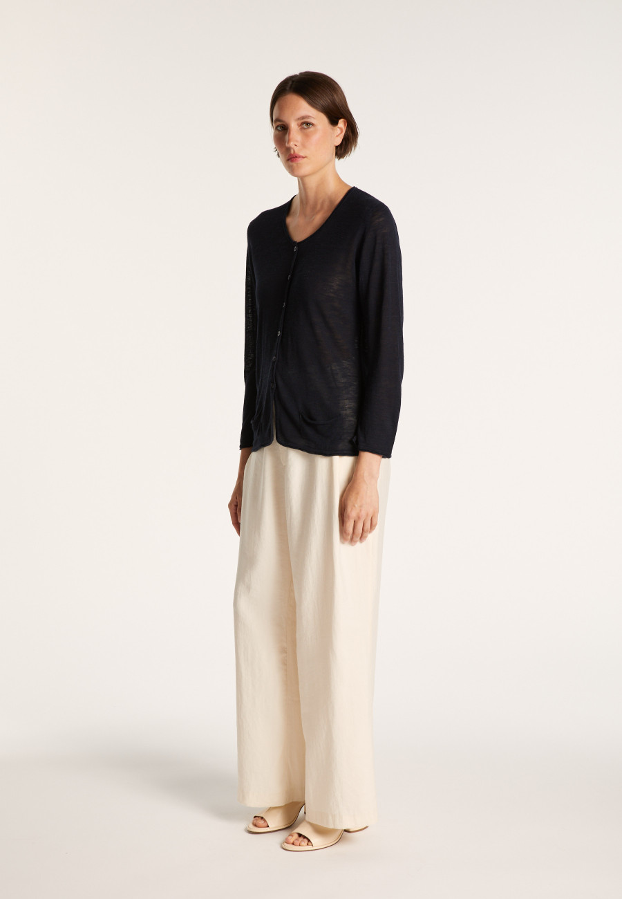 Cardigan à poches en lin flammé - Bao