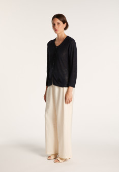 Cardigan à poches en lin flammé - Bao