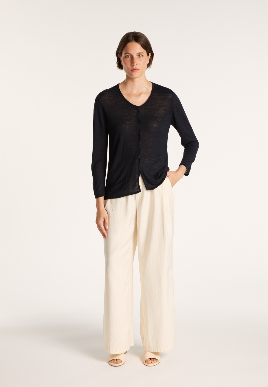 Cardigan à poches en lin flammé - Bao