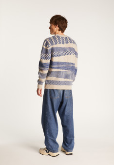 Two-tone merino wool crewneck sweater - Toledo