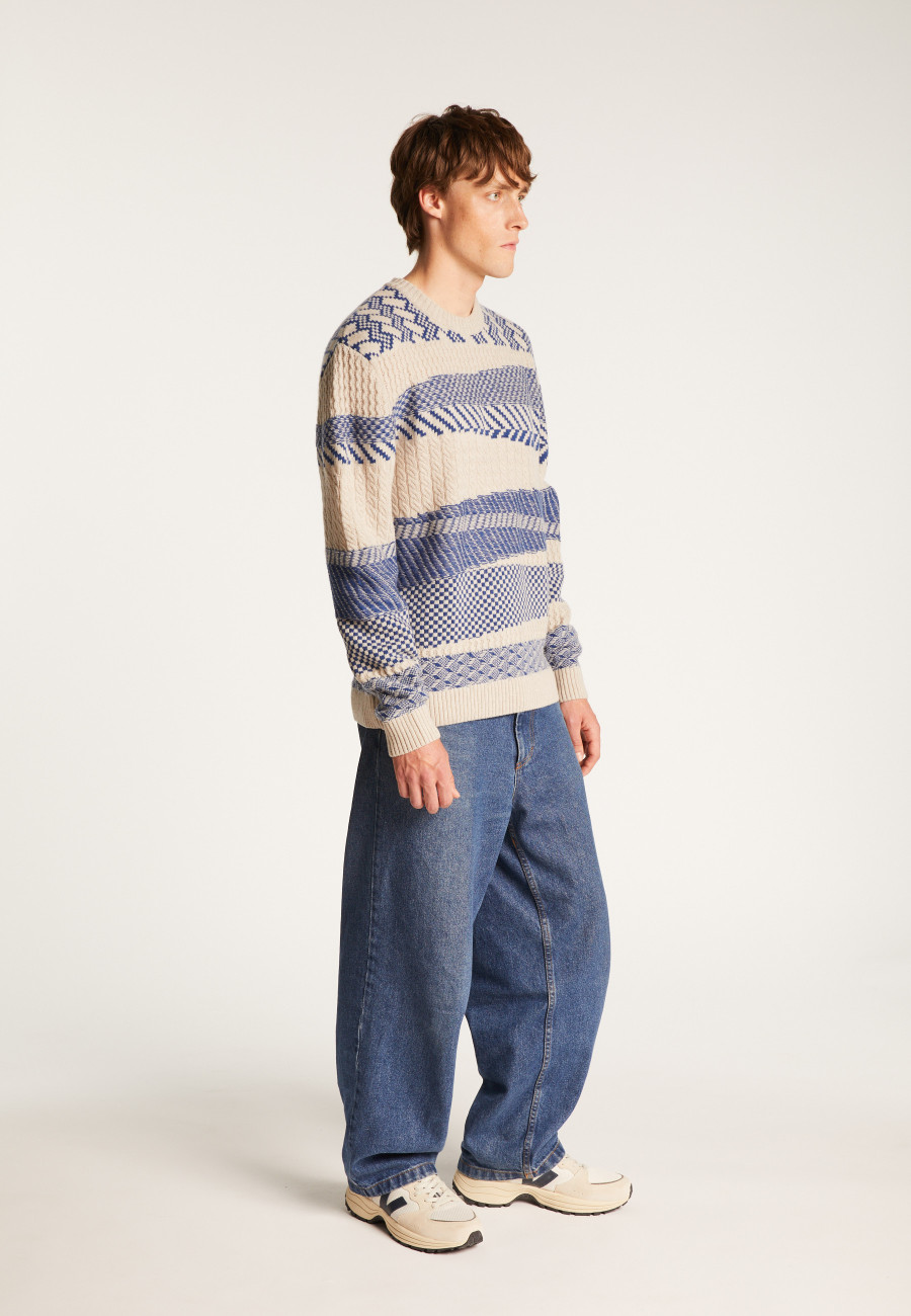 Two-tone merino wool crewneck sweater - Toledo