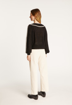 Two-tone round neck sweater in mohair - Renée