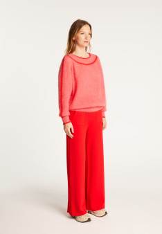 Two-tone round neck sweater in mohair - Renée