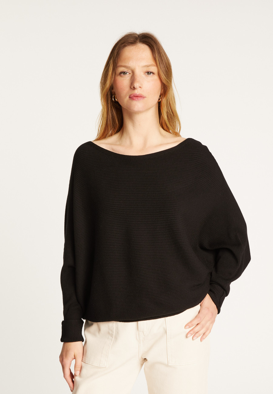 Round neck sweater in technical wool - Ruby