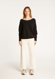 Round neck sweater in technical wool - Ruby