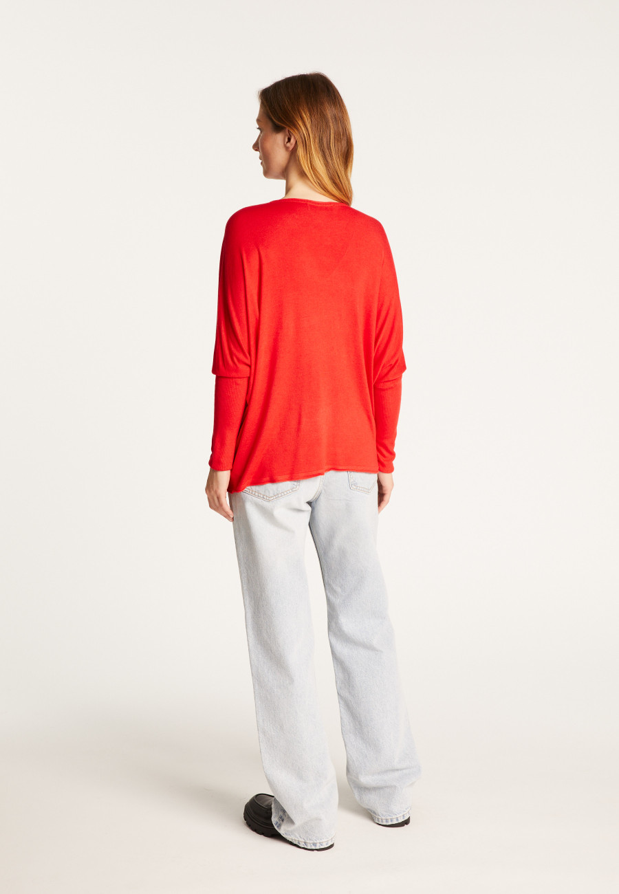 Oversized V-neck T-shirt in bamboo cashmere fiber - Rica