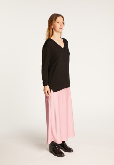 V-neck T-shirt in bamboo cashmere fiber - Aeline