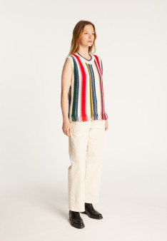 Sleeveless sweater with bayadere stripes - Rosabelle