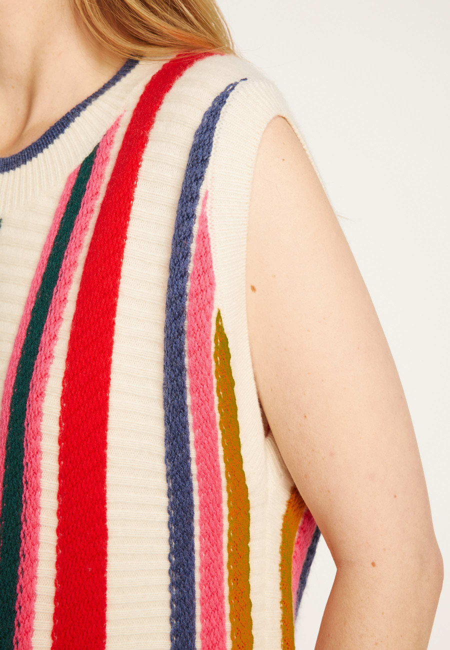 Sleeveless sweater with bayadere stripes - Rosabelle