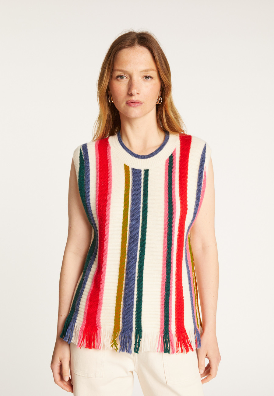 Sleeveless sweater with bayadere stripes - Rosabelle