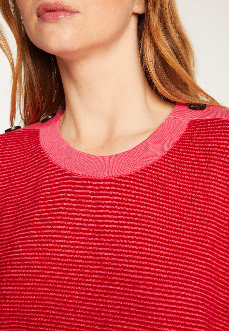 Wool and velvet sweater with shoulder buttons - Rochelle