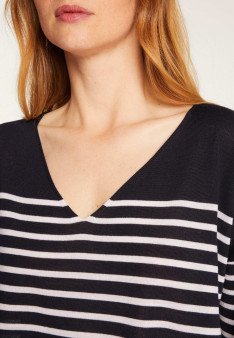 V-neck sailor top in merino wool - Rex