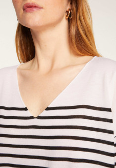 V-neck sailor top in merino wool - Rex