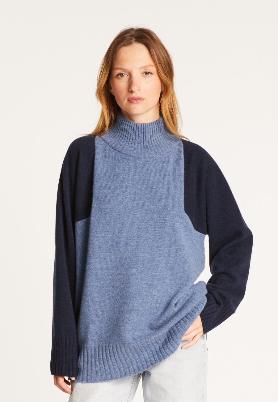 Two-tone high neck cashmere sweater - Roxane bis