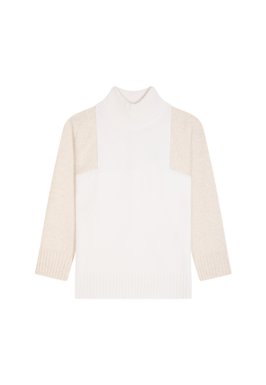 Two-tone high neck cashmere sweater - Roxane bis