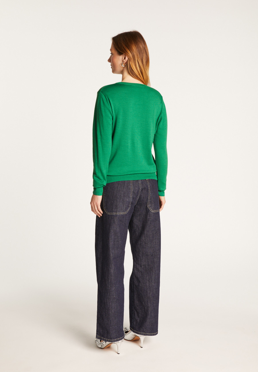 Round neck merino wool sweater - Asena