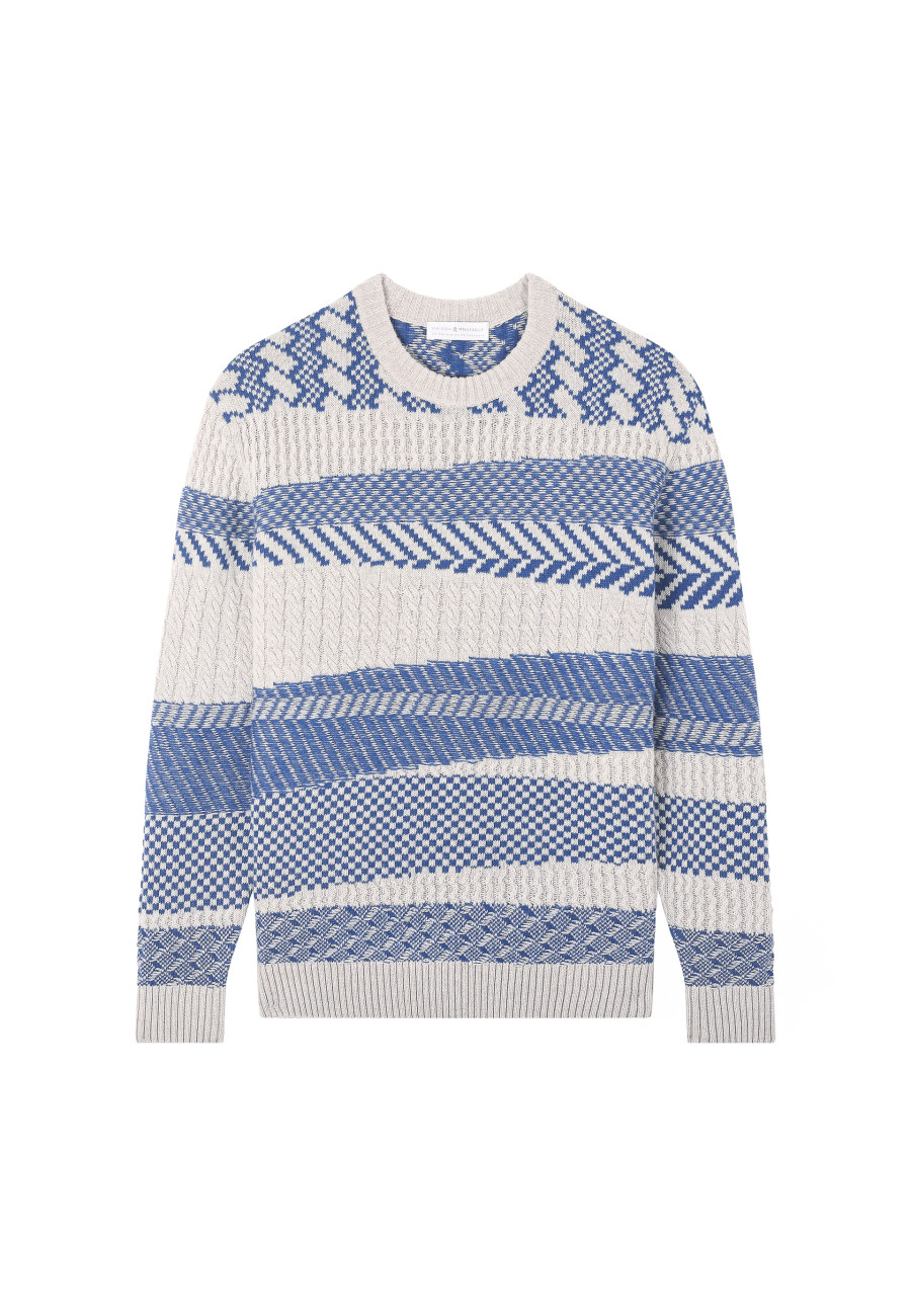 Two-tone merino wool crewneck sweater - Toledo