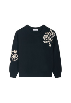 Embroidery sweater in wool and cashmere - Rachel