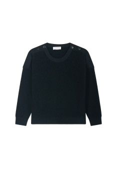 Wool and velvet sweater with shoulder buttons - Rochelle