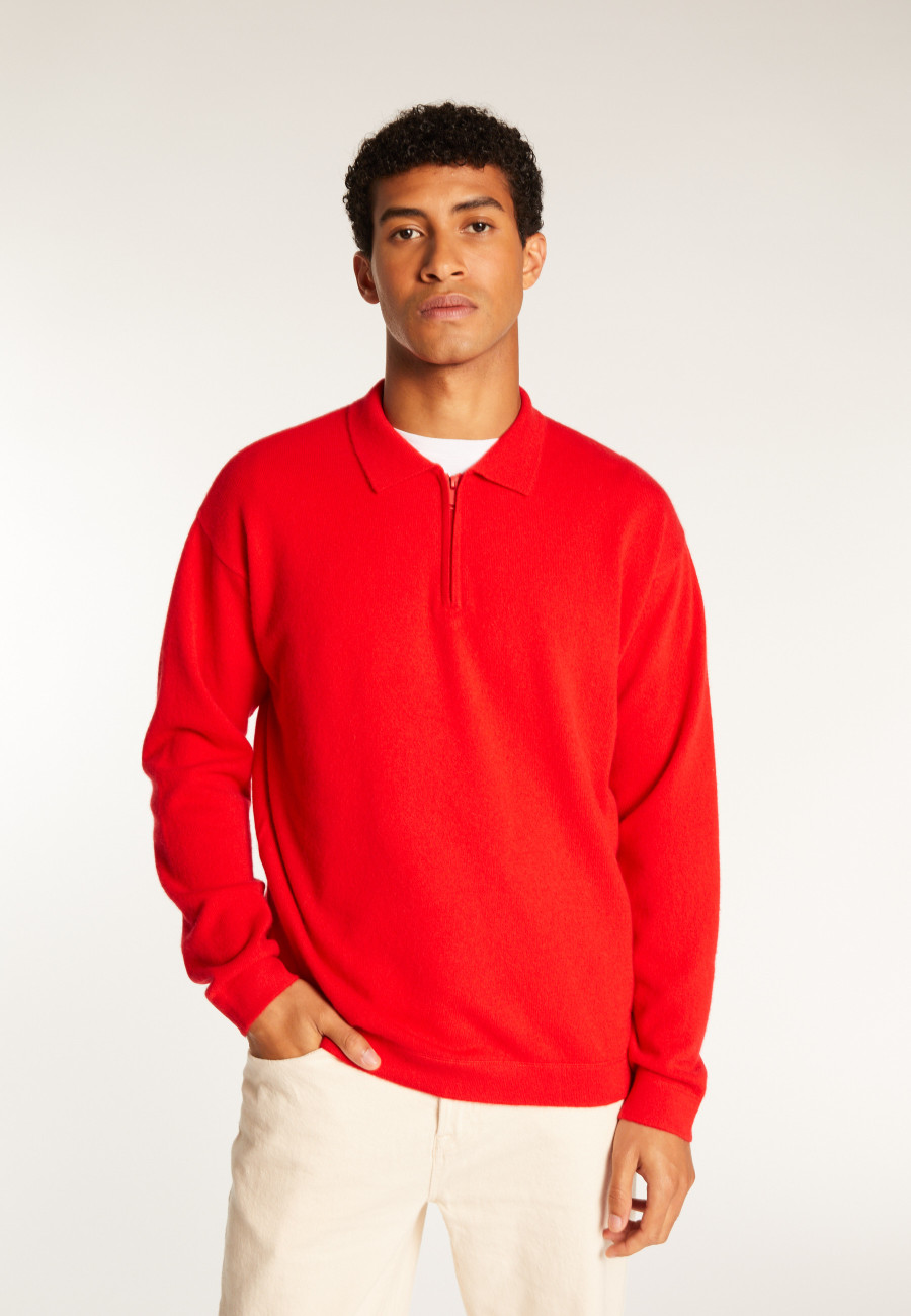 Cashmere Zip-Up Polo Shirt - Taylor