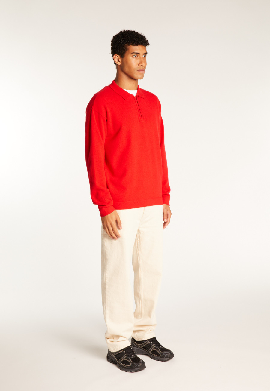 Cashmere Zip-Up Polo Shirt - Taylor