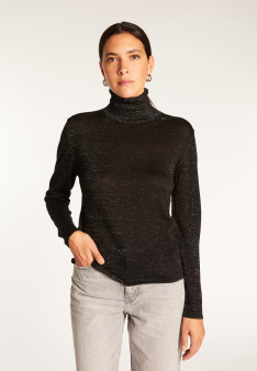 Turtleneck T-shirt in bamboo cashmere lurex fiber - Aéris Lux