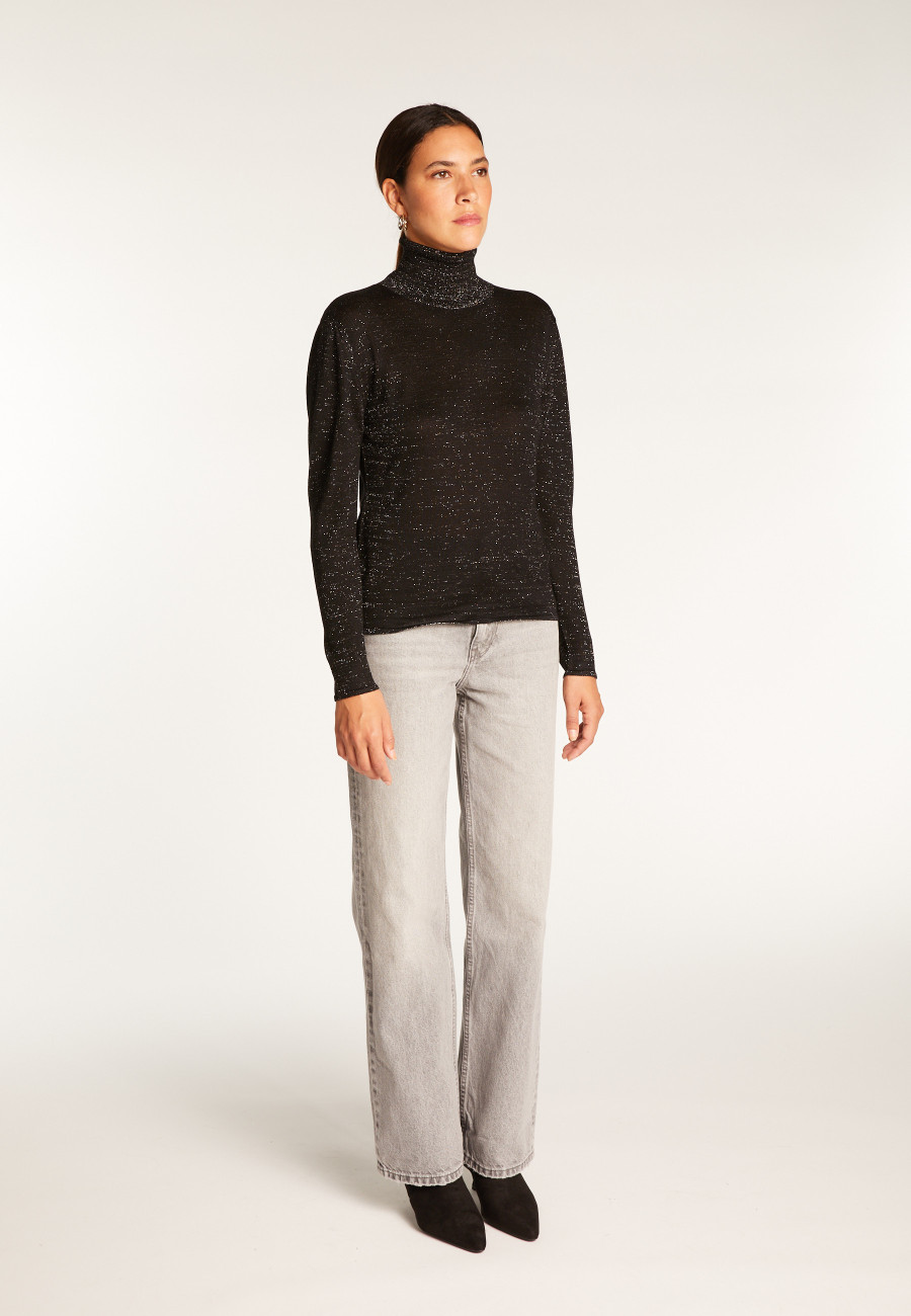 Turtleneck T-shirt in bamboo cashmere lurex fiber - Aéris Lux