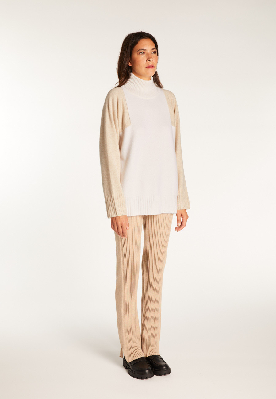 Two-tone high neck cashmere sweater - Roxane bis