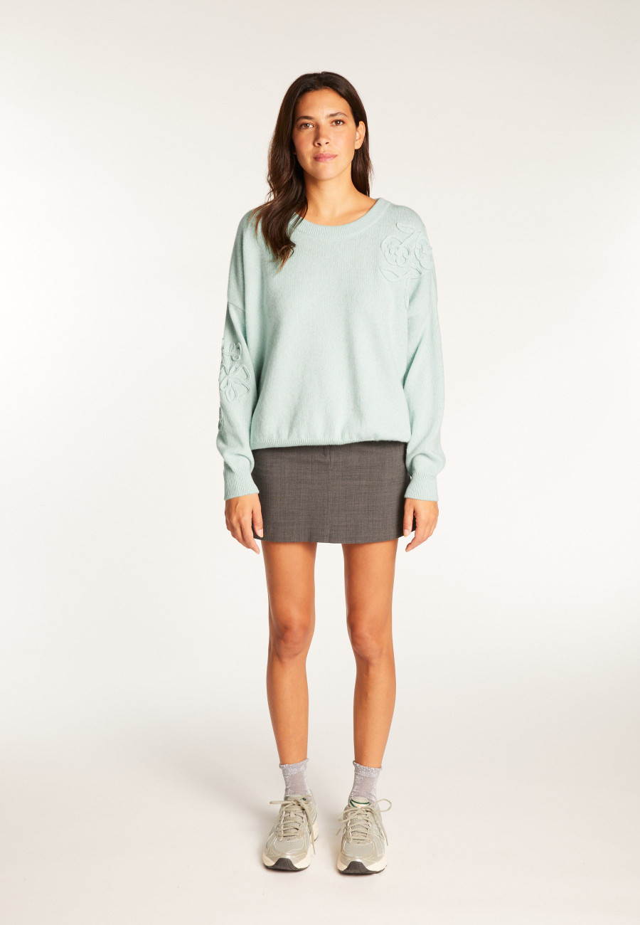 Embroidery sweater in wool and cashmere - Rachel