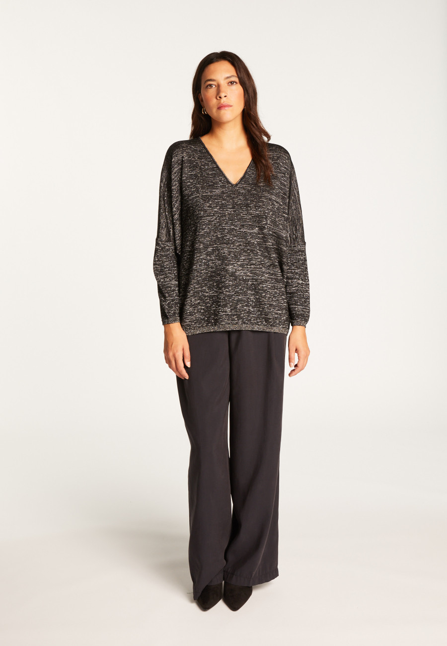 Batwing sleeve wool and lurex sweater - Boxe Lux