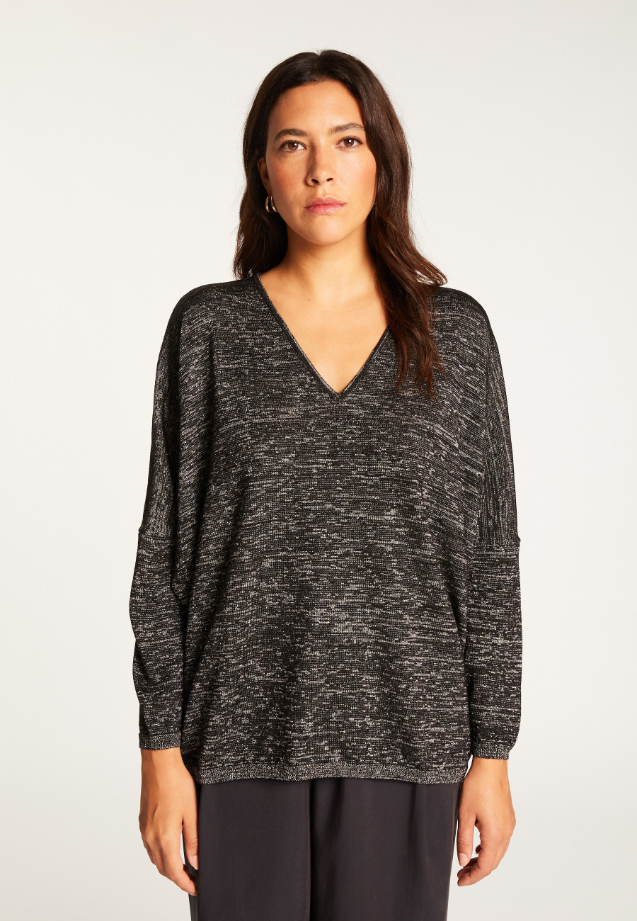 Batwing sleeve wool and lurex sweater - Boxe Lux