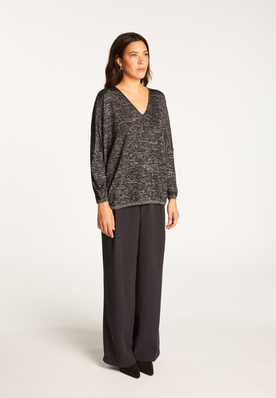 Batwing sleeve wool and lurex sweater - Boxe Lux