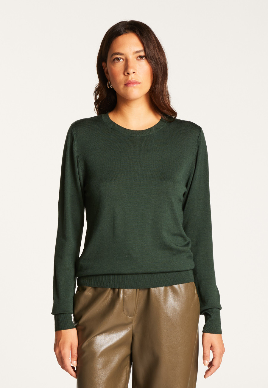 Round neck merino wool sweater - Asena