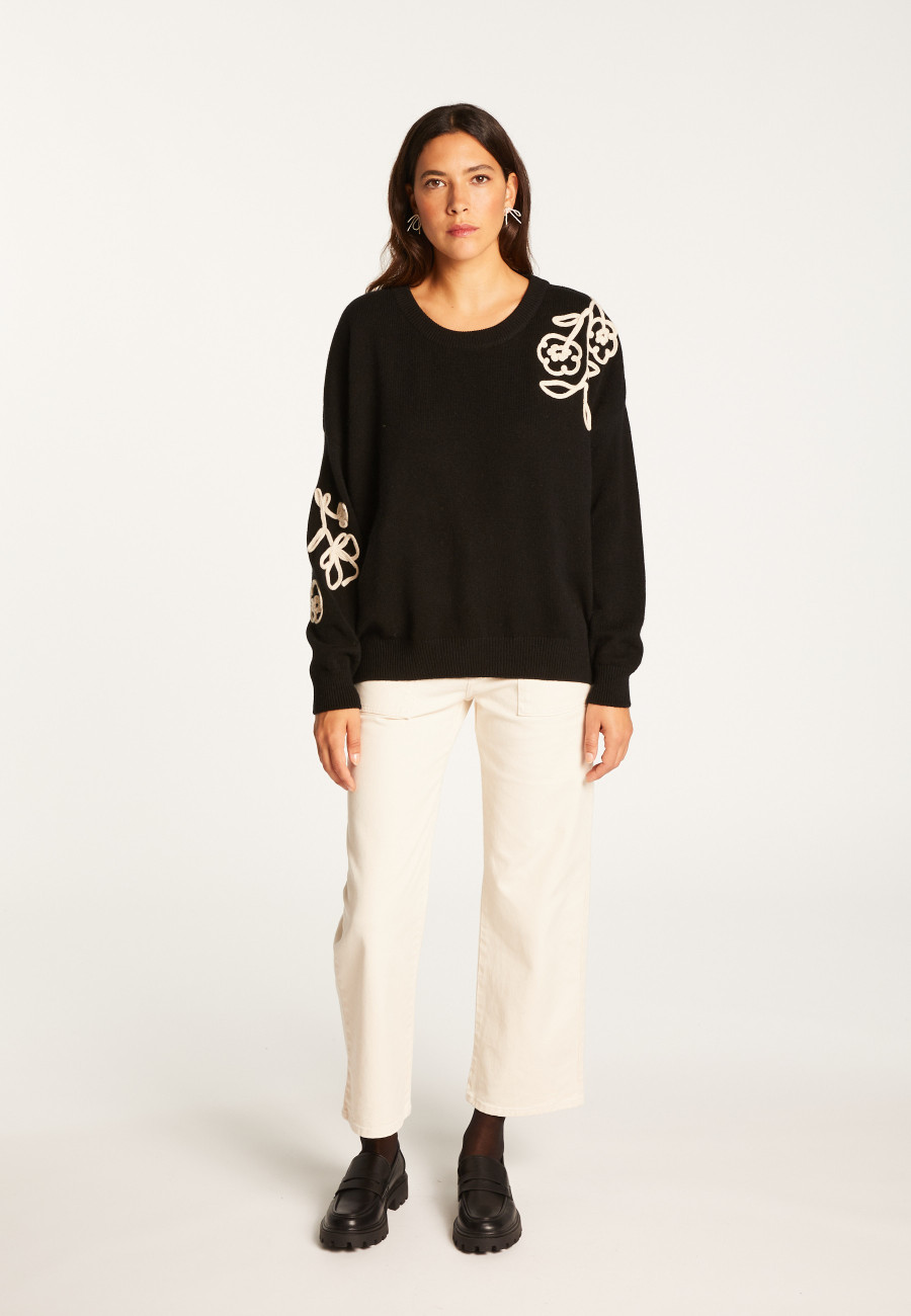 Embroidery sweater in wool and cashmere - Rachel